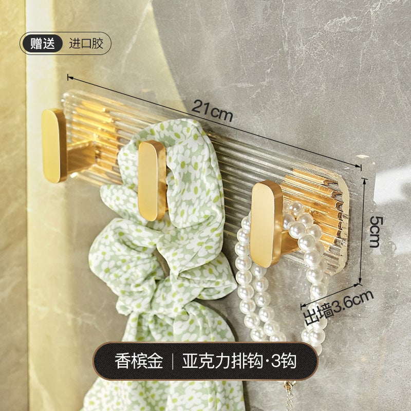 Acrylic Hooks For Bathroom, Traceless Adhesive Hooks, No-Drill Adhesive For Hanging Clothes On The Wall Behind The Door, Specially Designed For Bathroom Use - Image 1
