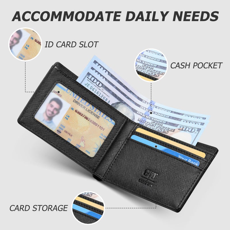 Gostwo Slim Rfid Wallet for Men Minimalist Leather ID Window Front Pocket Bifold Wallet Bussiness Card Holder Gift for Men - Image 2