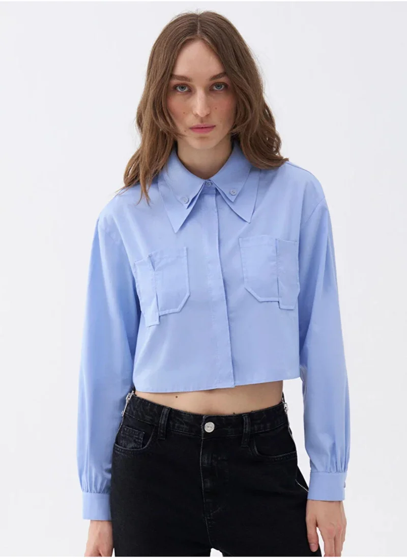 Nocturne Shirt with Button Detail on Collar