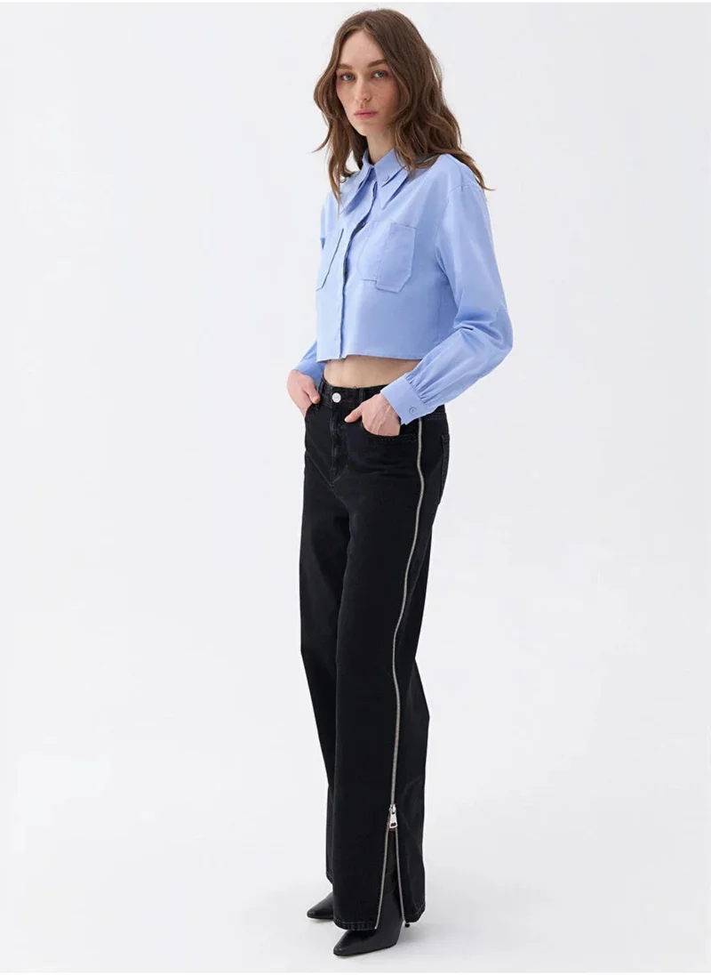 Nocturne Shirt with Button Detail on Collar