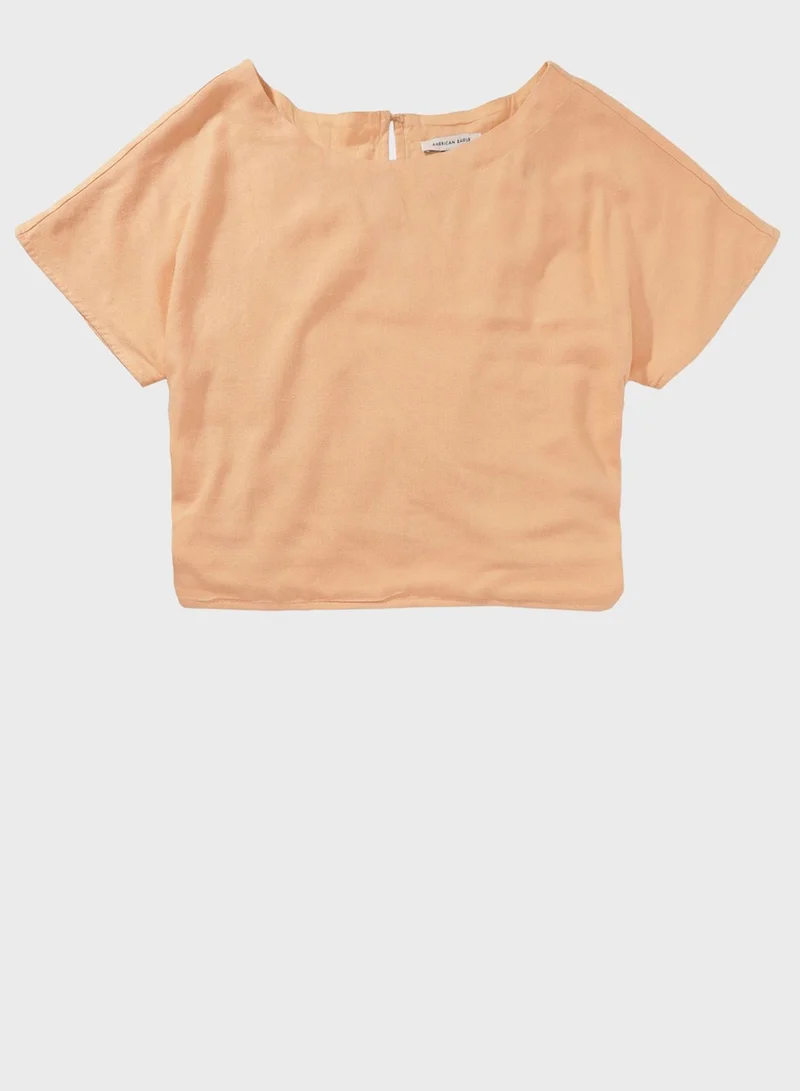 American Eagle Flared Sleeve Ruched Top