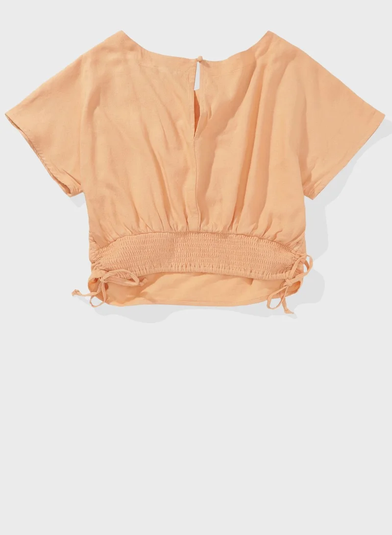 American Eagle Flared Sleeve Ruched Top