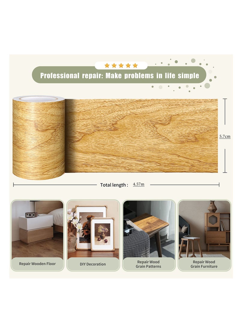 Wood Grain Repair Tape, 2 Roll, Self Adhesive Wood Grain Repair Patch for Tables, Waterproof Multi-Use Furniture Door Floor Tape for kitchen, living room decoration (Natural oak)  - Image 2