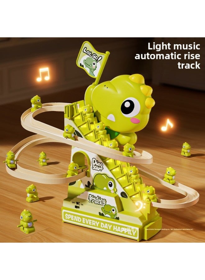 Children's Small Dinosaur Climbing Stairs Children's Electric Track One Year Old Girl Boy Tyrannosaurus Rex Toy Slide-Color:Upgraded Music Version [dinosaur Climbing Stairs-battery Version] - 3 Little Dinosaurs-Scale:Official Standard  - Image 3