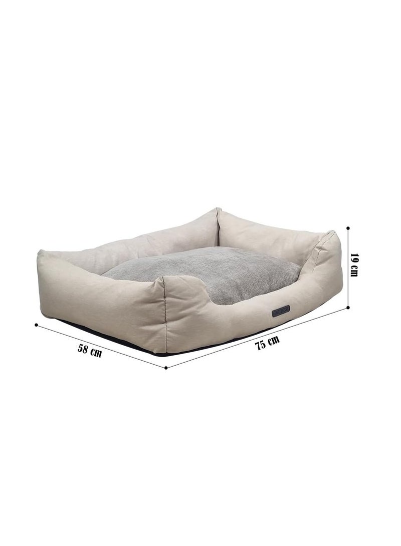 NNC PETS Dog bed with Removable cushion, Waterproof and Non-slip bottom, Breathable Calming pet bed for Small & Medium dogs, 75 cm Rectangle dog bed, (Beige) - Image 2