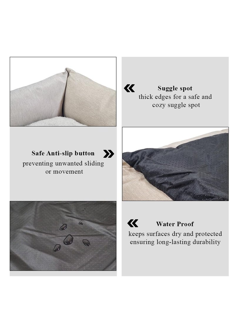 NNC PETS Dog bed with Removable cushion, Waterproof and Non-slip bottom, Breathable Calming pet bed for Small & Medium dogs, 75 cm Rectangle dog bed, (Beige) - Image 3