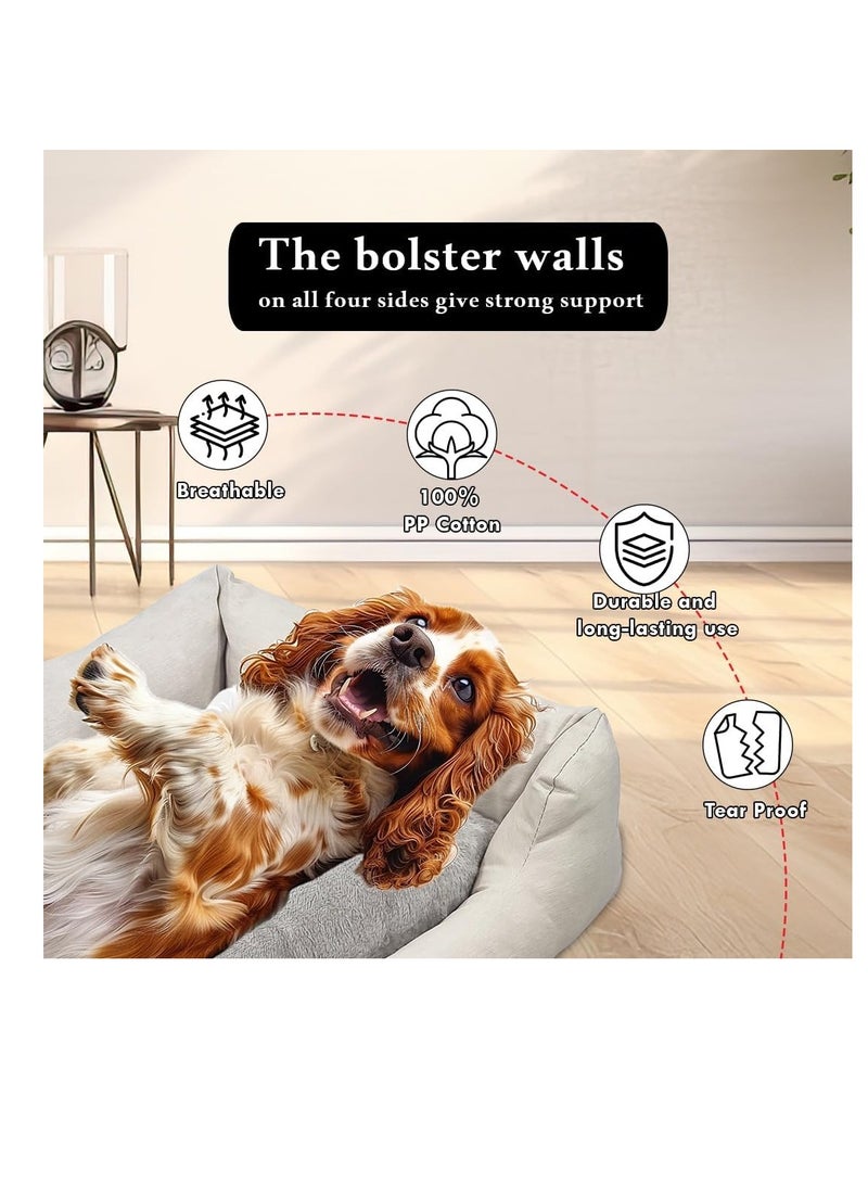 NNC PETS Dog bed with Removable cushion, Waterproof and Non-slip bottom, Breathable Calming pet bed for Small & Medium dogs, 75 cm Rectangle dog bed, (Beige) - Image 5