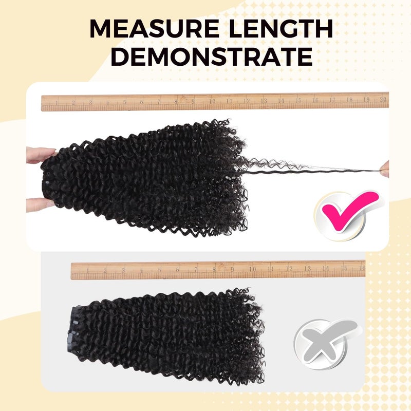 Lashey Kinky Curly Clip in Hair Extensions 7pcs 110g 14 Inch Seamless Clip in Hair Extensions Real Human Hair Natural Black for Black Women - Image 4