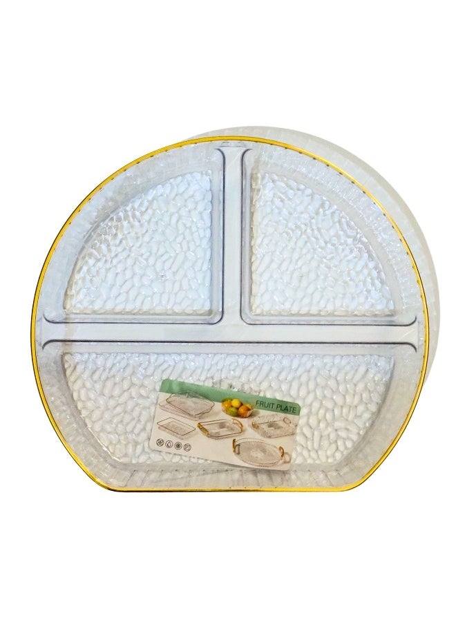 Happy Home Acrylic Serving Tray Snack and Nut with Gold Frame Divided into 3 Sections 26Cm  - Image 3