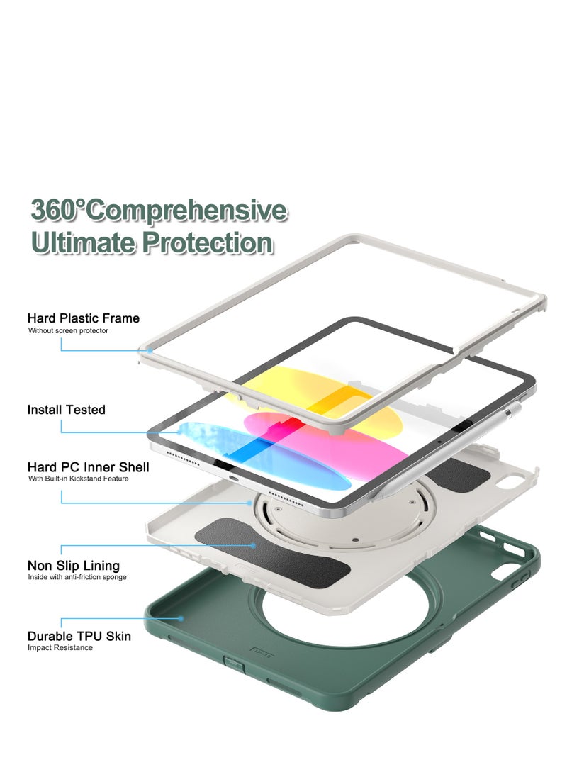 GULFLINK Rugged Heavy Duty Protective Case with Rotating Stand for ipad 10th 10.9 inch 2022（A2757/A2777）Emerald green  - Image 4