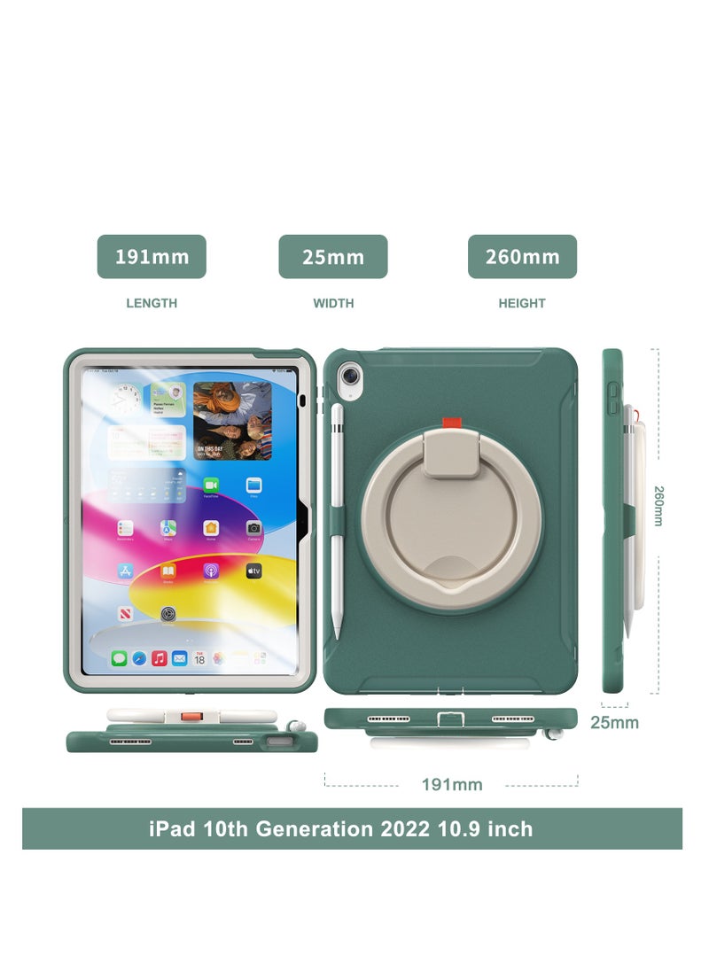 GULFLINK Rugged Heavy Duty Protective Case with Rotating Stand for ipad 10th 10.9 inch 2022（A2757/A2777）Emerald green  - Image 3