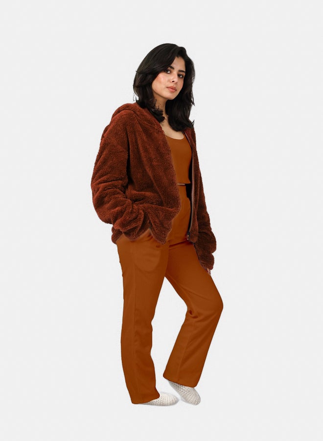 SHECHICK Shechick Stylish Brown & Carmel 3-Piece Pajama Set  - Image 2