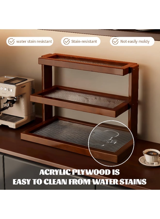 Bamboo Desktop Organizer Shelf,Kitchen Spice Rack Storage Shelf,Coffee Bar Station Organizers Mug Tea Cup Holder,Matcha Stand,Countertop Organizer for Home Office Organizer Coffee Bar Accessories - Image 5