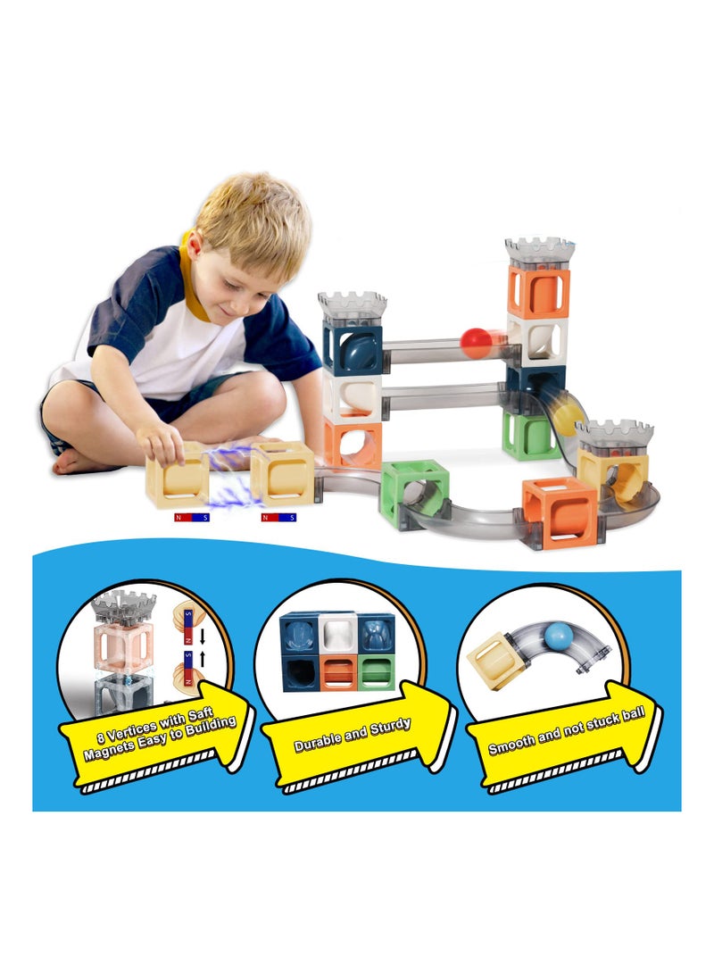 SOLARAE Magnetic Building Toy Stacking Block Sets for Kids, Educational STEM Building Toys, Marble Maze Montessori Toys Birthday Gifts for Kids Age 3-8 Boys and Girls (41 Pcs) - Image 5