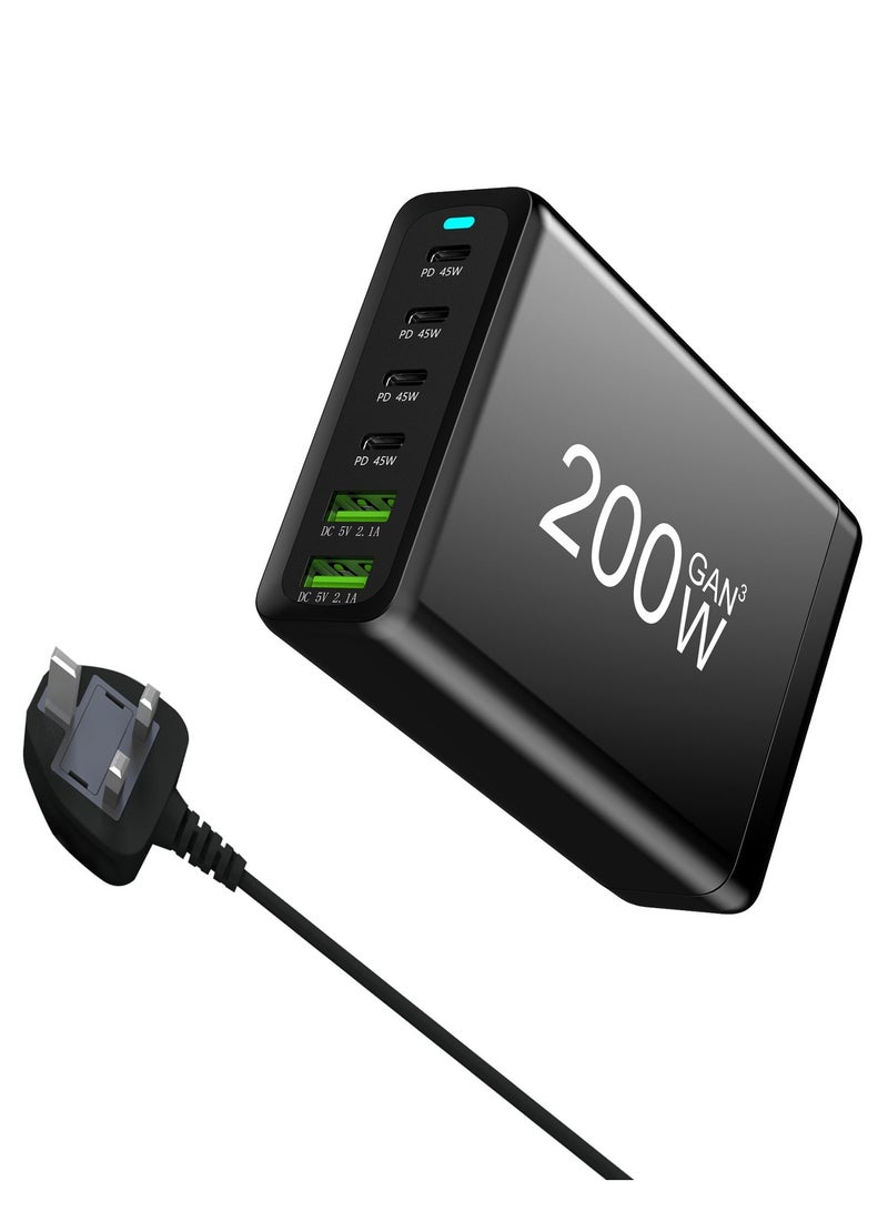 general 200W USB Type-C Fast Charger, 6 Ports Desktop Charging Station, Super-Fast Multifunctional Charging Station Hub for Smart Phones  - Image 1