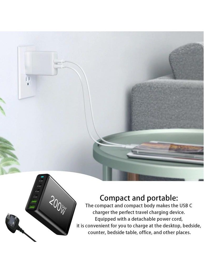general 200W USB Type-C Fast Charger, 6 Ports Desktop Charging Station, Super-Fast Multifunctional Charging Station Hub for Smart Phones  - Image 5