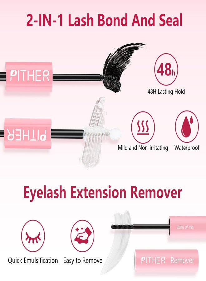 PITHER Eyelash Extension Kit 40D 280PCS, Mix 9-16mm Waterproof Lash Clusters Kit with Lash Applicator Bond and Seal Lash Glue for Beginners DIY Lash Extensions at Home - Image 4