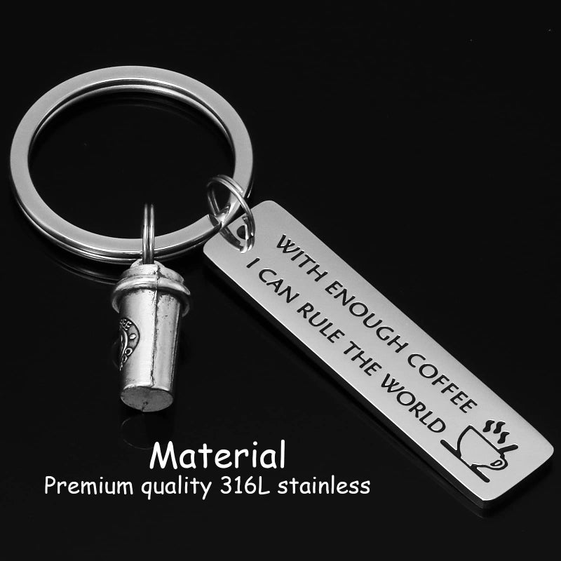 AHAETH Coffee Lover Gifts Keychain Coffee Gifts for Coworker Boss Friends Funny Barista Jewery for Women Husband Barista Keychain - Image 2