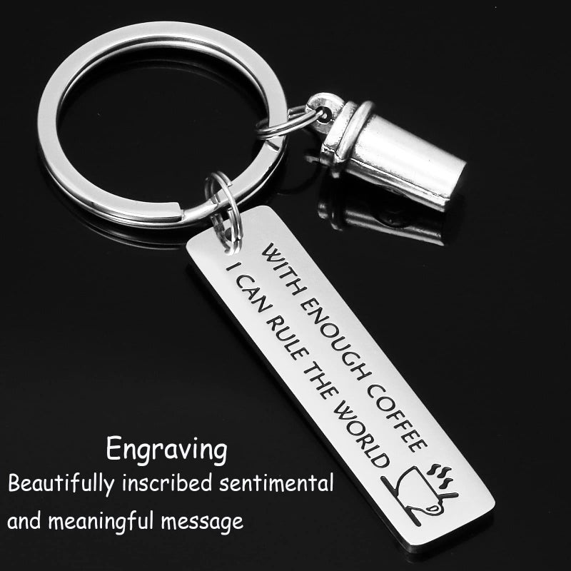 AHAETH Coffee Lover Gifts Keychain Coffee Gifts for Coworker Boss Friends Funny Barista Jewery for Women Husband Barista Keychain - Image 3