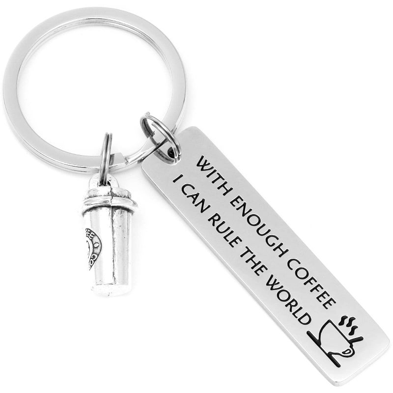 AHAETH Coffee Lover Gifts Keychain Coffee Gifts for Coworker Boss Friends Funny Barista Jewery for Women Husband Barista Keychain - Image 1