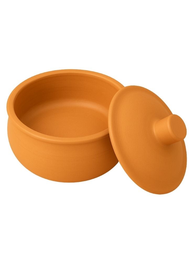 كلاي قدر طهي من الطين مع غطاء - سعة ١٫٥ لتر مصنوع يدويًا من الطين الحراري - Image 2