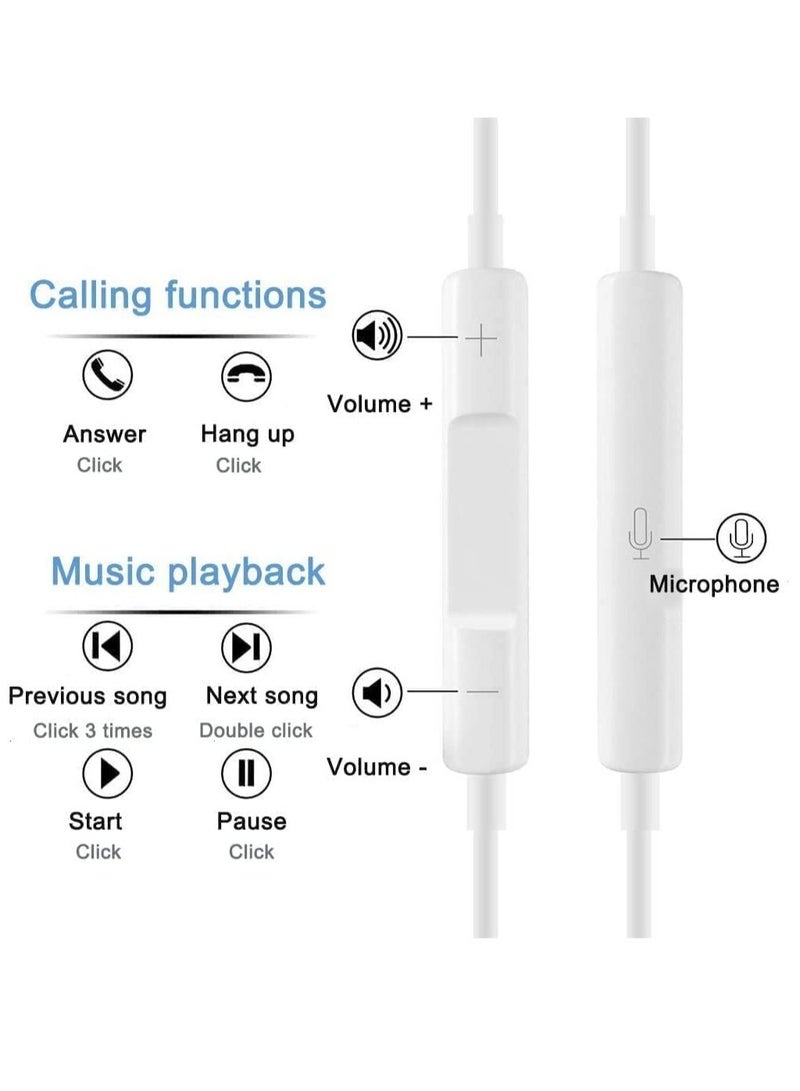 "USB-C Wired Headphones for iPhone 15 Pro Max: In-Ear Earphones with Microphone and Noise Cancelling"