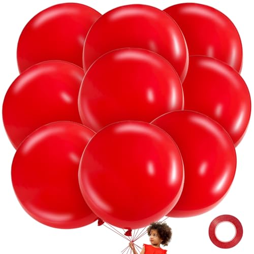 LEEZZIZZ Red Giant Balloons 36 Inch Large Latex Balloons 9 Pcs Jumbo Balloons Bluk for Kids Party Wedding Birthday Supply Decorations - Image 1