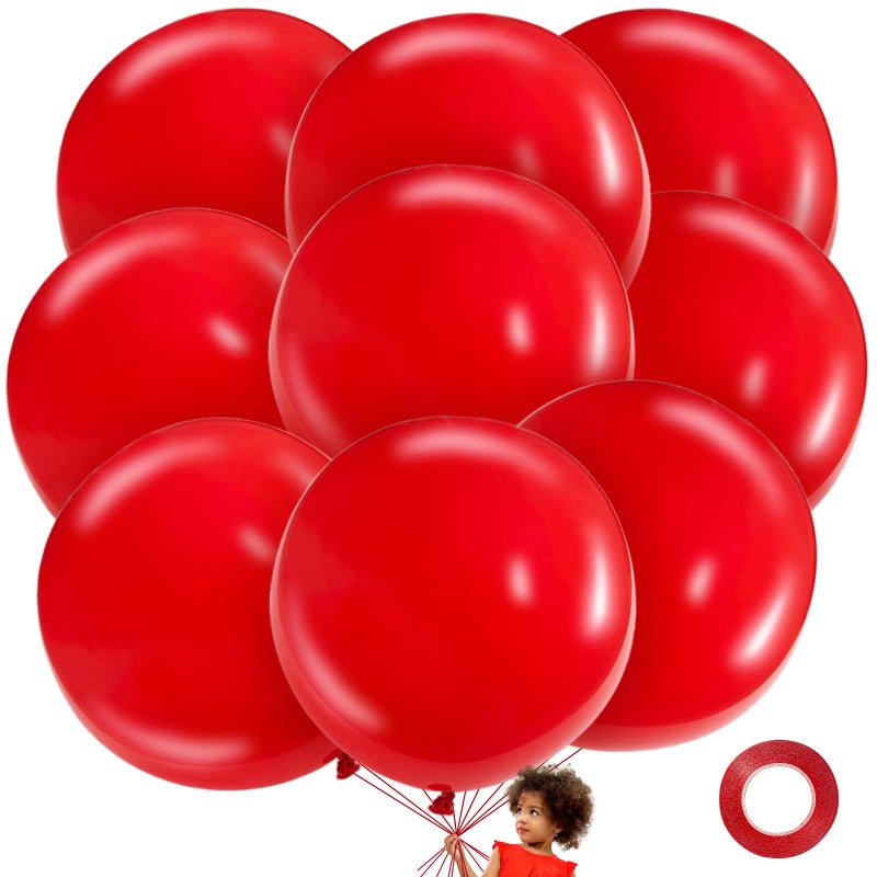 LEEZZIZZ Red Giant Balloons 36 Inch Large Latex Balloons 9 Pcs Jumbo Balloons Bluk for Kids Party Wedding Birthday Supply Decorations - Image 3