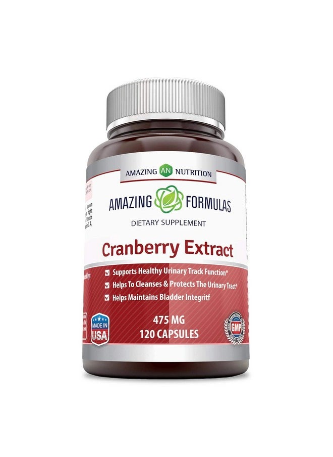 Amazing Nutrition - Amazing Formulas Cranberry Supplement 475 Mg 120 Capsules (Non Gmogluten Free) Made From 100% Pure Cranvberroes (Vaccinium Macrocarpon) Supports Healthy Urinary Track Function - Image 1