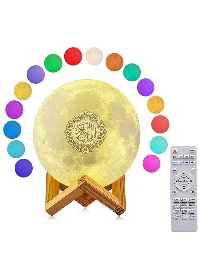 ELTRAZONE Speakers Portable Bluetooth Speakers with Remote, 16 Colors 3D Print Moon Lamp, Touch Control Night Light, Quran Recitations and Song, FM Broadcast  - Image 1