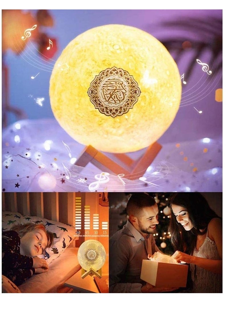 ELTRAZONE Speakers Portable Bluetooth Speakers with Remote, 16 Colors 3D Print Moon Lamp, Touch Control Night Light, Quran Recitations and Song, FM Broadcast  - Image 4