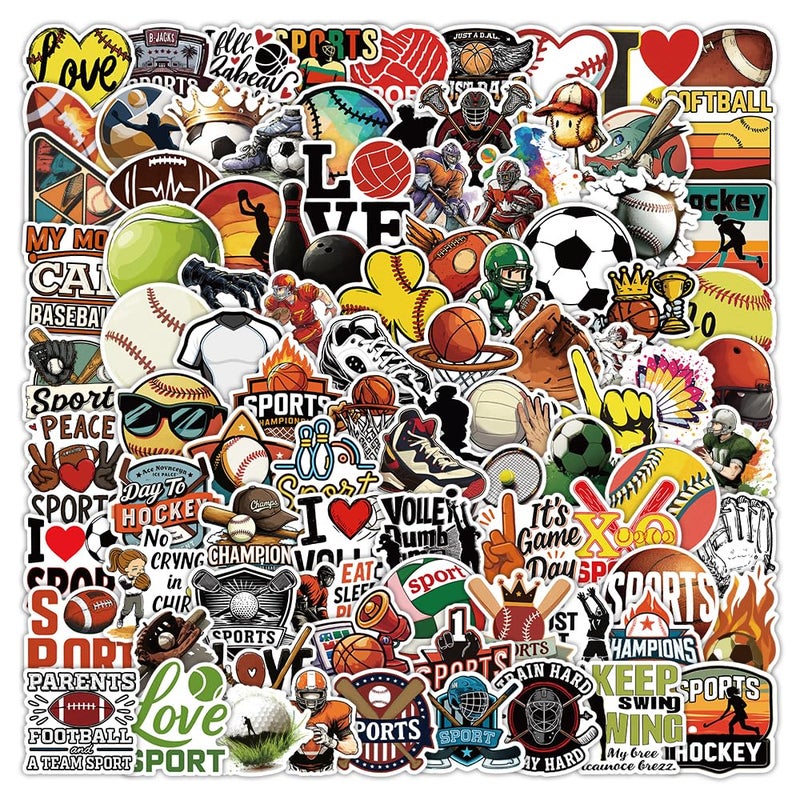 Salaoen Sports Stickers 150PCS Gift for Water Bottles - Basketball, Baseball, Football, Volleyball, Soccer - Stickers for Teens/Kids - Image 1