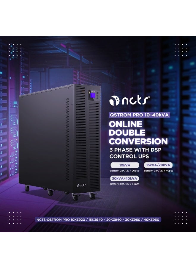 NCTS Three Phase Online Double Conversion Uninterruptible Power Supply (UPS) QSTROM PRO 20K3940 (20KVA/18KW) with DSP Control, Input Voltage Range 208-478Vac, Frequency Range: 40-70Hz, High Power Density Design Industrial Power Back-Up System - Image 4