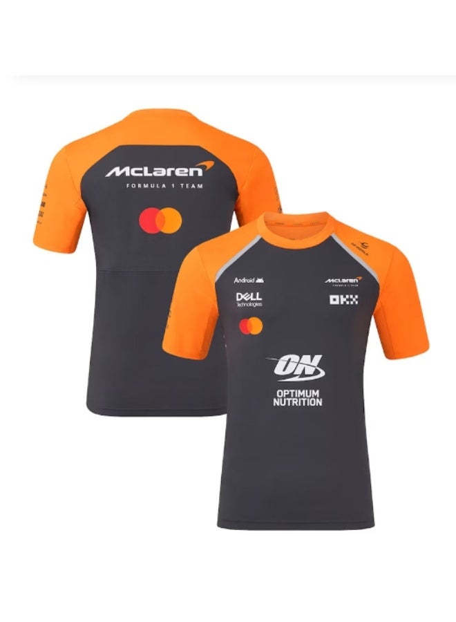 McLaren Formula 1 Team Grey-Orange T-Shirt with Sponsor Logos (Mastercard, Dell, OKX, Optimum Nutrition) and Branding Details-XXL