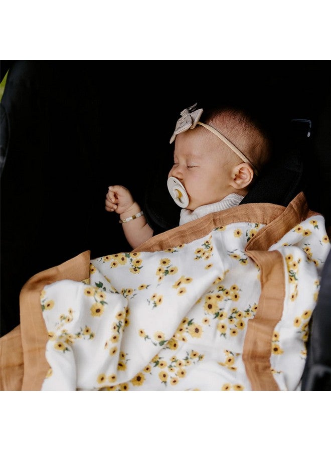 Little Unicorn Deluxe Muslin Quilt | 100% Rayon Muslin from Bamboo | Babies and Toddlers | Small 30 x 40 (Ditsy Sunflower) - Image 4