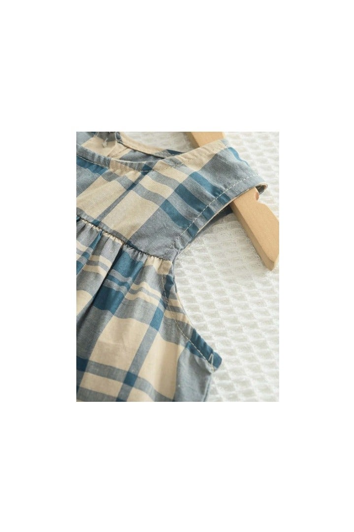 Shein Cute Sleeveless Cross Top with Ruffle Hem and Wide Leg Pants Set for Little Girls - Image 3