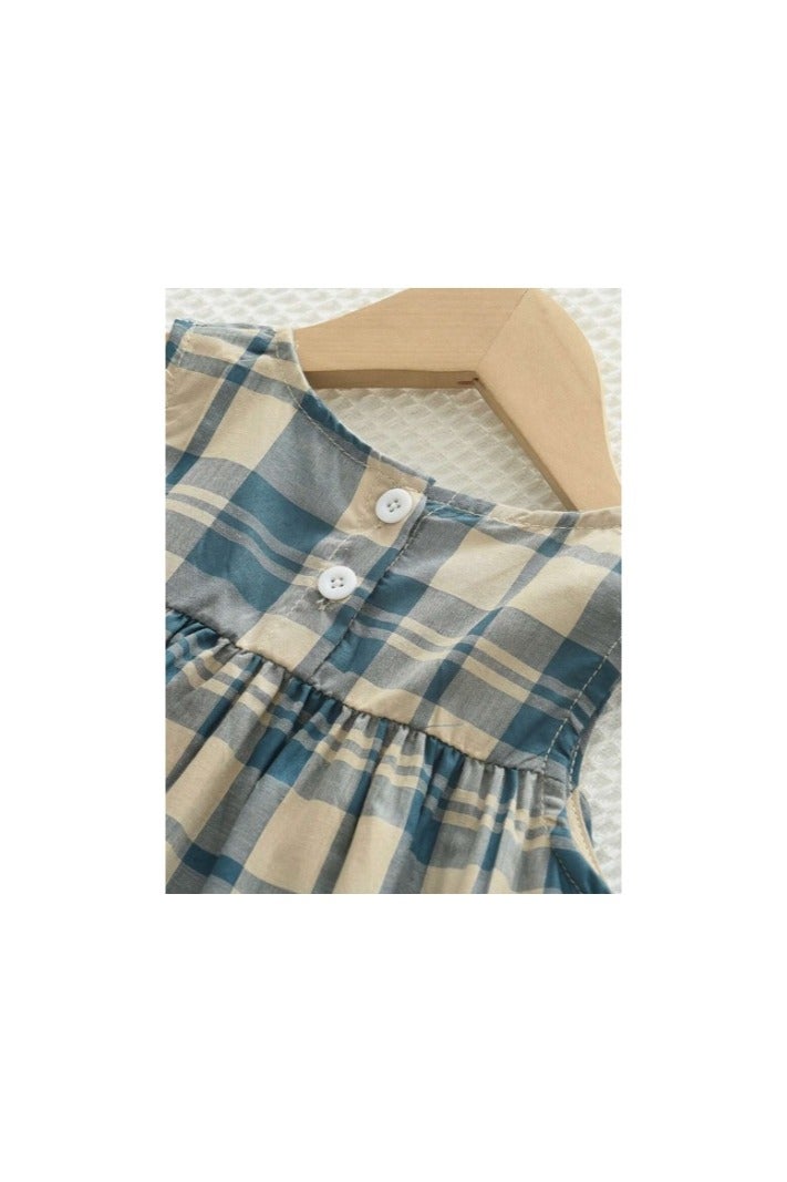 Shein Cute Sleeveless Cross Top with Ruffle Hem and Wide Leg Pants Set for Little Girls - Image 4