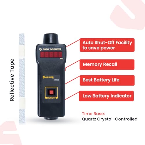 Systems Tech HTM-560 Non-Contact Digital Tachometer - LED Red Display, Ideal for Industrial Applications, Accurate and Easy-to-Use RPM, Memory Recall, Best Battery Life, Low Battery Indicator, 1-sec Sampling Rate - Image 4