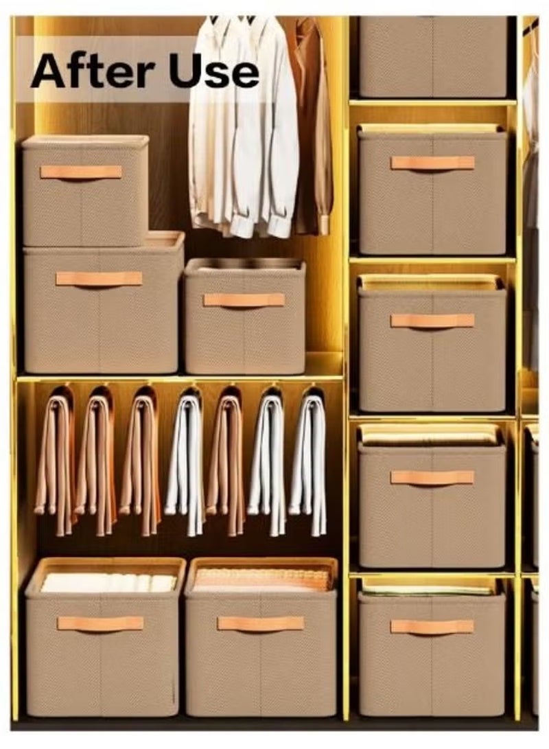 منظم ملابس خزانة ملابس قابلة للطي منظم للتخزين للملابس جينز صناديق تخزين قابلة للغسل مع مقابض تحمل صندوق تخزين مكعب لمكتب غرفة نوم المنزل - Image 4