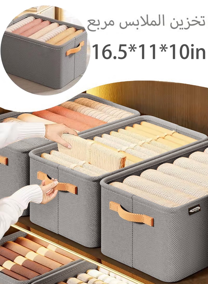منظم ملابس خزانة ملابس قابلة للطي منظم للتخزين للملابس جينز صناديق تخزين قابلة للغسل مع مقابض تحمل صندوق تخزين مكعب لمكتب غرفة نوم المنزل - Image 1