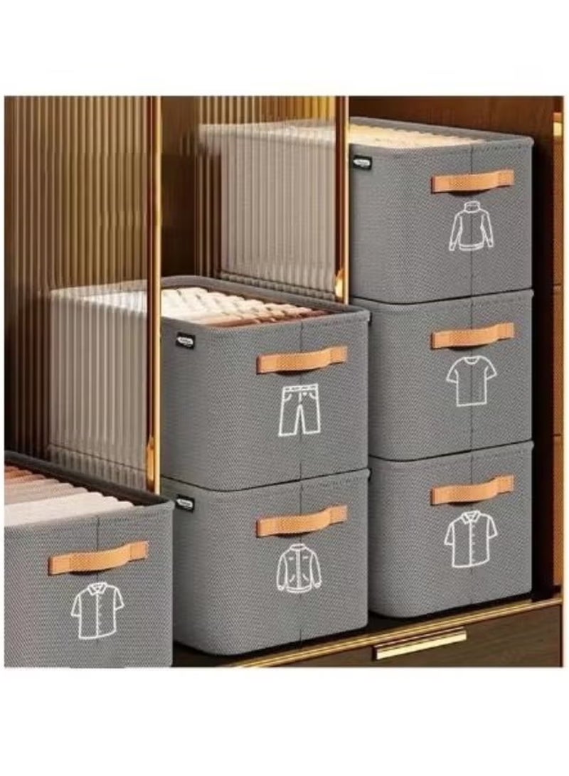 منظم ملابس خزانة ملابس قابلة للطي منظم للتخزين للملابس جينز صناديق تخزين قابلة للغسل مع مقابض تحمل صندوق تخزين مكعب لمكتب غرفة نوم المنزل - Image 5
