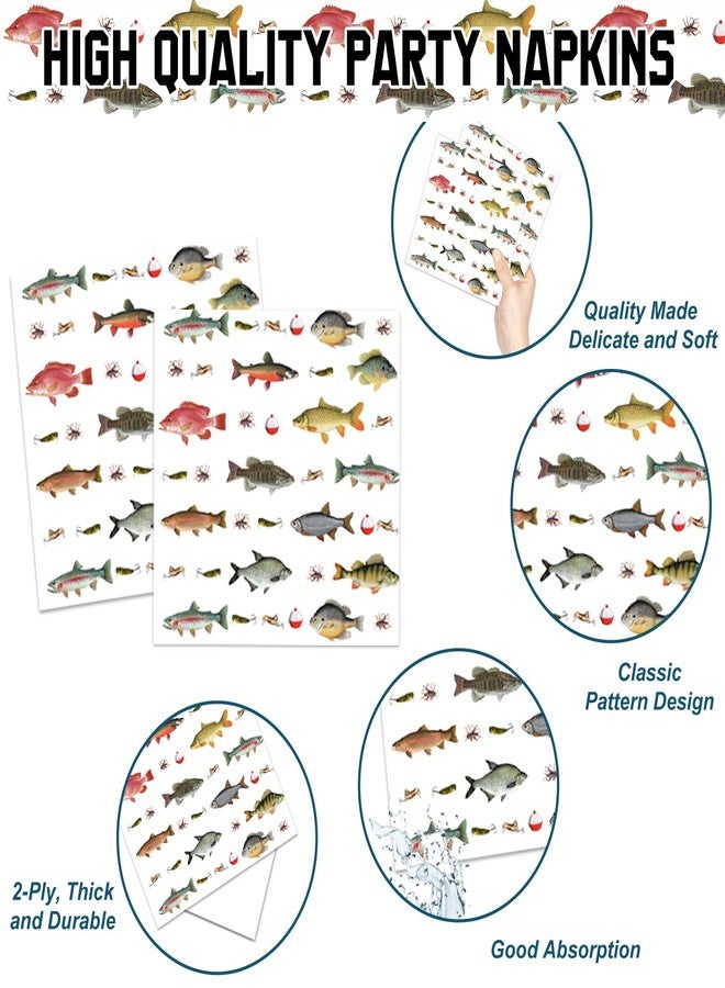 LINHAXM 170PCS Fishing Birthday Party Decorations Gone Fishing Party Decorations Include Plates, Cups, Cutlery, Banner, Tablecloth for Ofishally One Birthday Decorations - Image 4