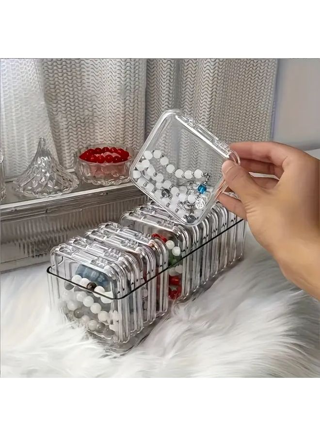 13 Pcs Acrylic Jewelry Box With Hinged Locking Lid Multi Compartment Organizer - Image 1