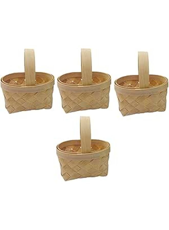 4Pcs Small Wooden Candy Baskets Mini Storage Bins For Crafts Wedding Party Treats - Image 1