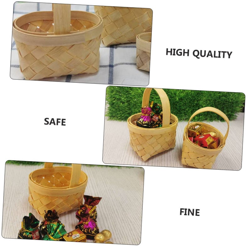4Pcs Small Wooden Candy Baskets Mini Storage Bins For Crafts Wedding Party Treats - Image 5