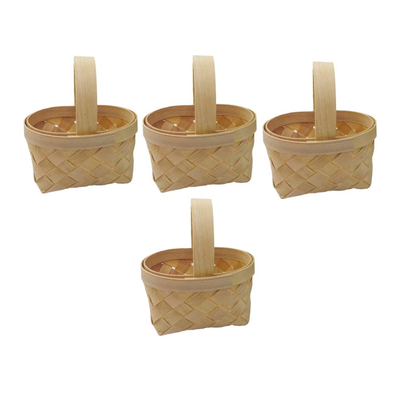 4Pcs Small Wooden Candy Baskets Mini Storage Bins For Crafts Wedding Party Treats - Image 2