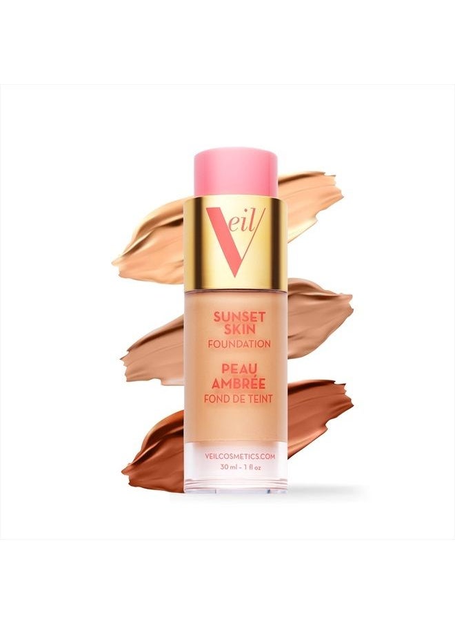 Veil Cosmetics Sunset Skin Liquid Foundation | 2N | Buildable Coverage | Water-Resistant, Hypoallergenic, Oil-Free, Cruelty Free & Vegan | Lightweight & Brightening | Long Lasting | All Skin Types  - Image 2