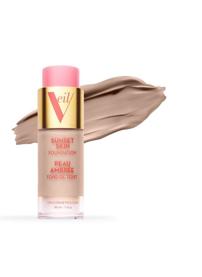 Veil Cosmetics Sunset Skin Liquid Foundation | 2N | Buildable Coverage | Water-Resistant, Hypoallergenic, Oil-Free, Cruelty Free & Vegan | Lightweight & Brightening | Long Lasting | All Skin Types  - Image 1
