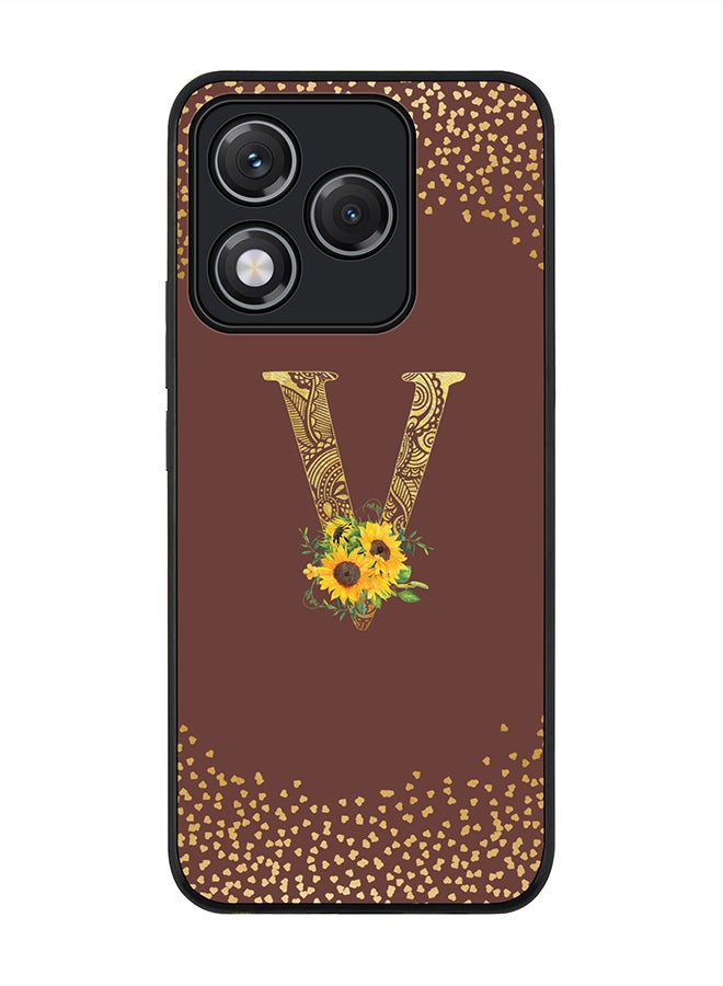 Stylizedd For Honor 400 Lite Case,Slim fit Camera Protection, Shockproof Thin Phone cover  - Custom Floral Monogram - V  (Brown )