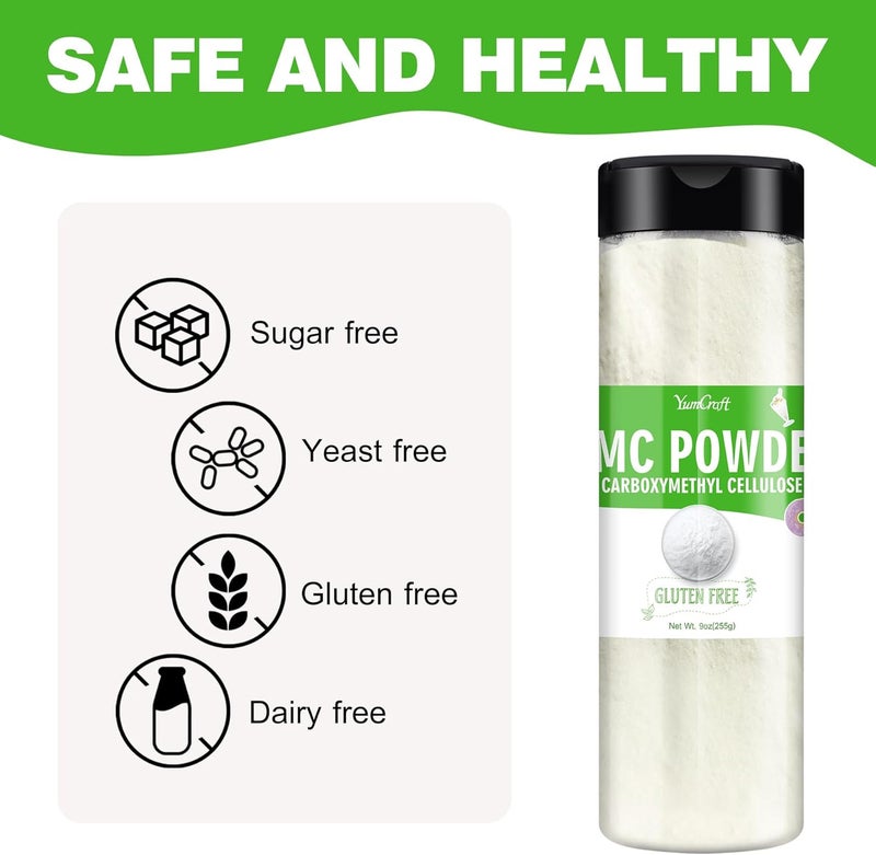 YumCraft CMC Powder - 9oz Food Grade Carboxymethylcellulose Thickener and Stabilizer for Baking and Frozen Foods - Image 4